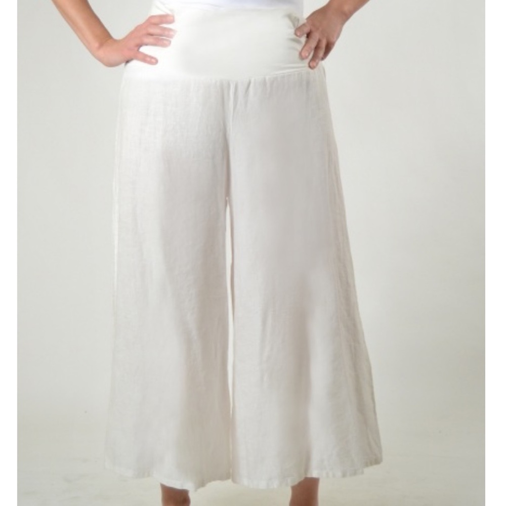 Bryn walker 100% linen high rise flared wide leg palazzo pants wide band